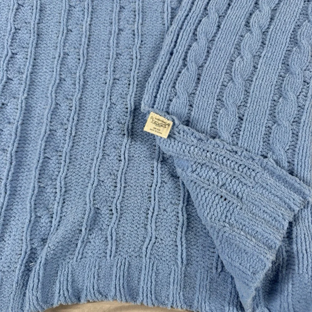 Nordstrom Baby Blue Soft Chenille Cable Knit Crib Security Lovey Blanket 30x40